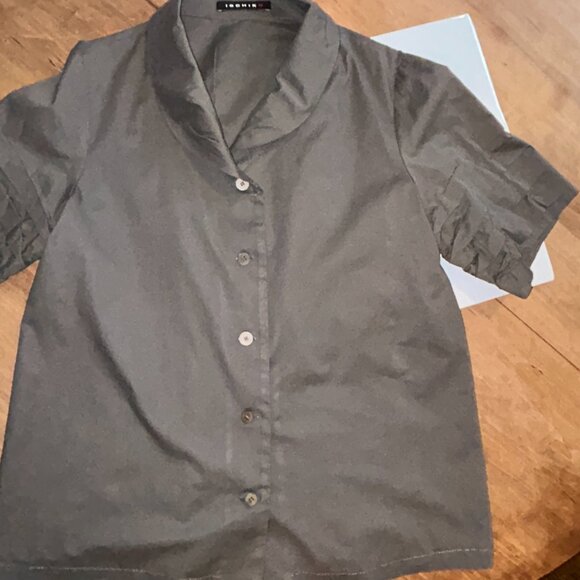 Ischiko Taupe Cotton Button top, US 10, Minimalist Lagenlook - Picture 10 of 10
